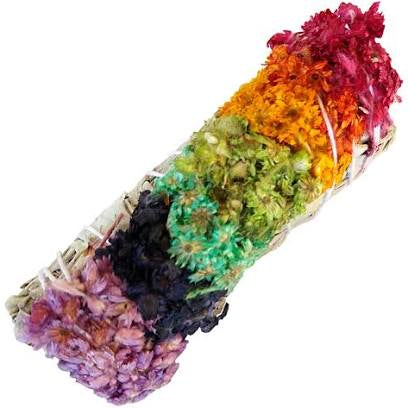 Mullein & White Sage 4" Smudge (7 Chakra)