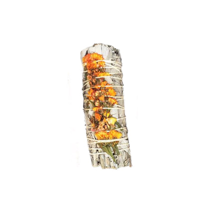 White Sage & Orange Sinuata 4" Smudge