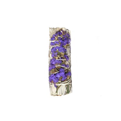 White Sage & Purple Sinuata 4" Smudge