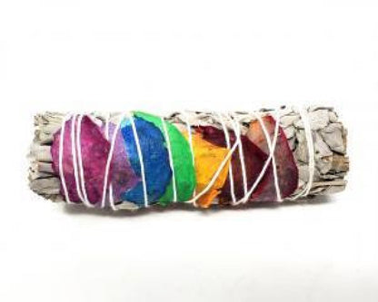 Rose & White Sage 4" Smudge (7 Chakra)