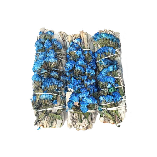 White Sage & Blue Sinuata 4" Smudge
