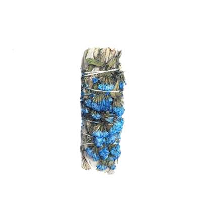 White Sage & Blue Sinuata 4" Smudge