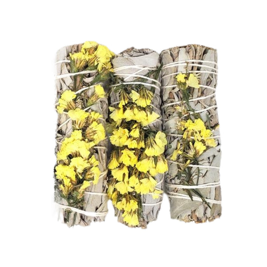 White Sage & Yellow Sinuata 4" Smudge