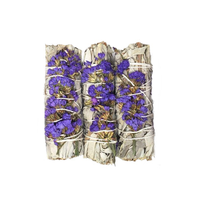 White Sage & Purple Sinuata 4" Smudge