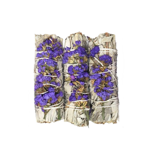 White Sage & Purple Sinuata 4" Smudge